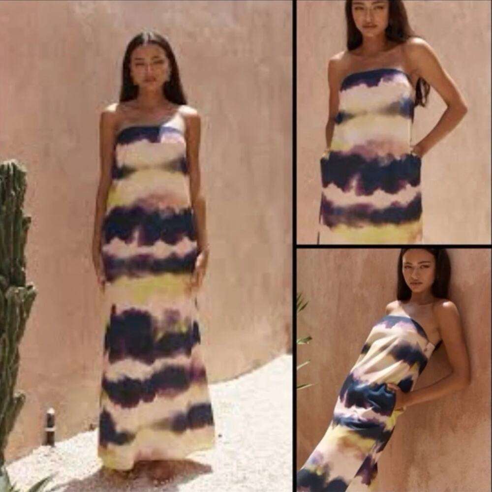 NWT Seven Wonders Oasis Strapless Maxi Dress Womens Sz S Multicolor Tie Dye $140